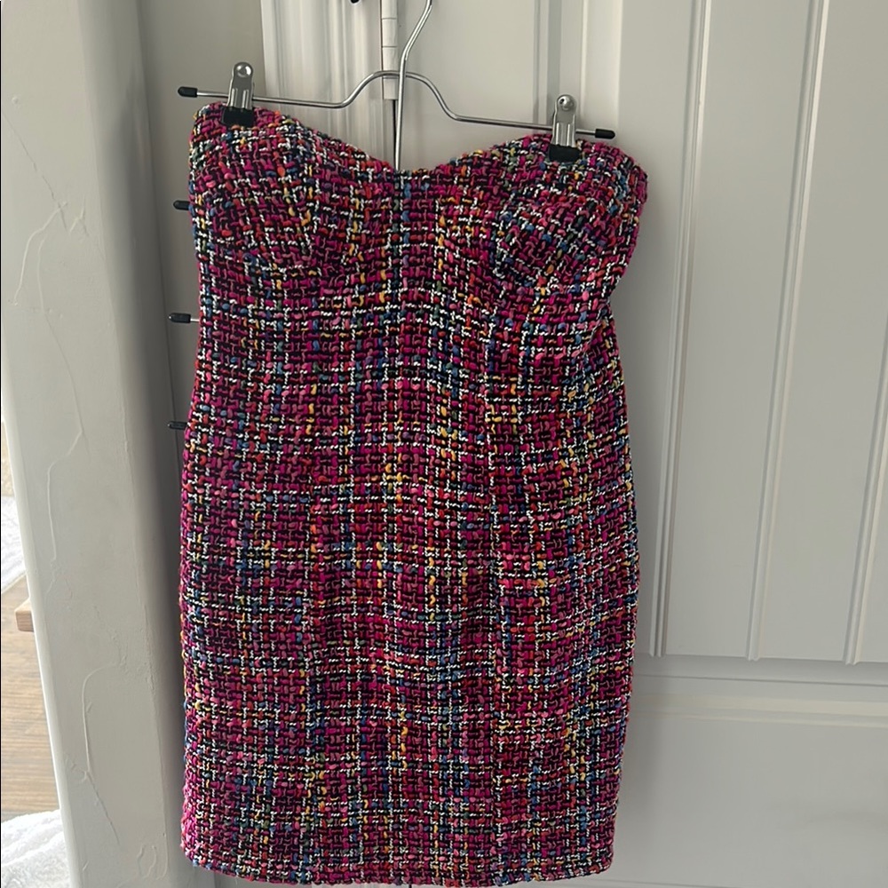 American Threads Vibrant Strapless Tweed Dress